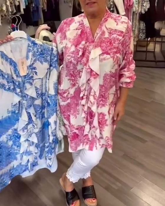 Milt tryckt volang blus