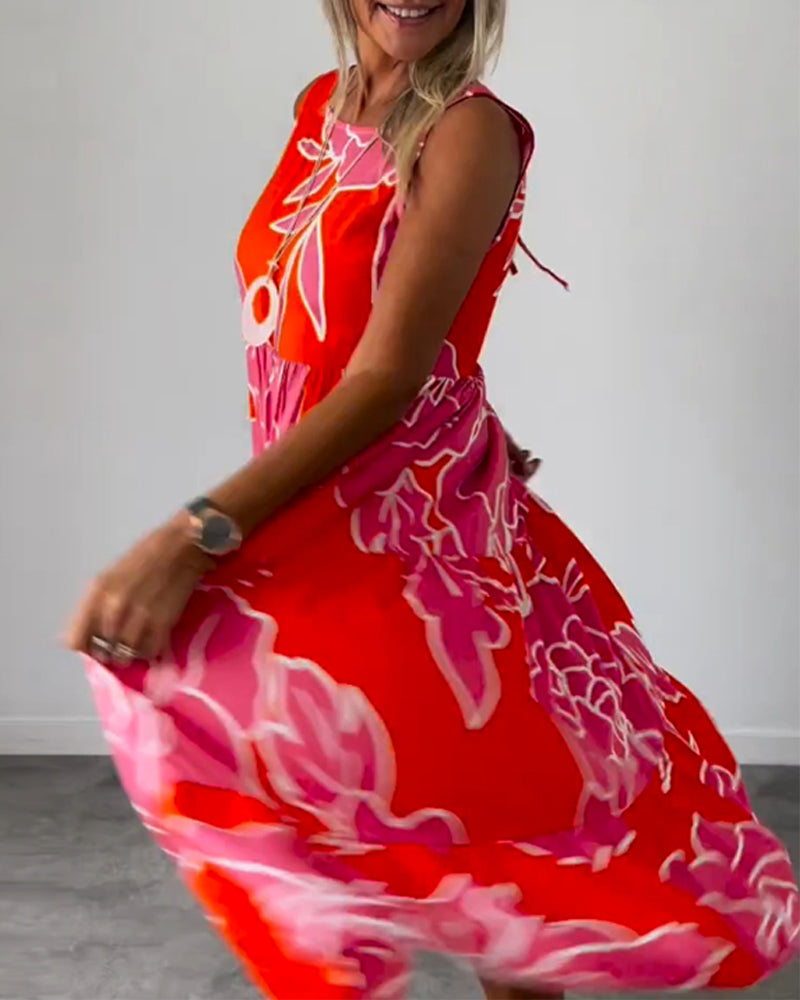 Klänning med patchworktryck för kvinnor