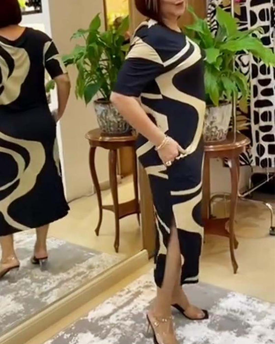 Lekis klänning med tryck och split