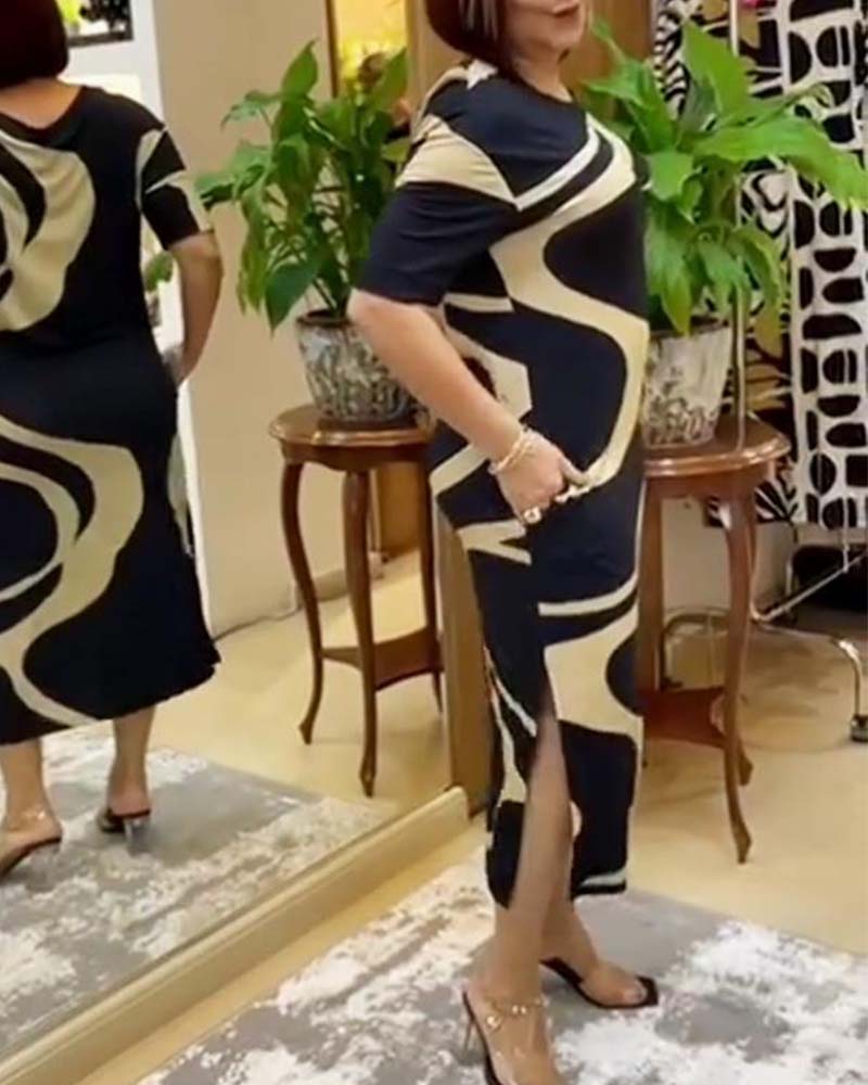 Lekis klänning med tryck och split