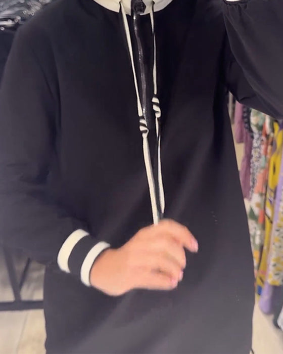 Casual långärmad klänning med dragsko