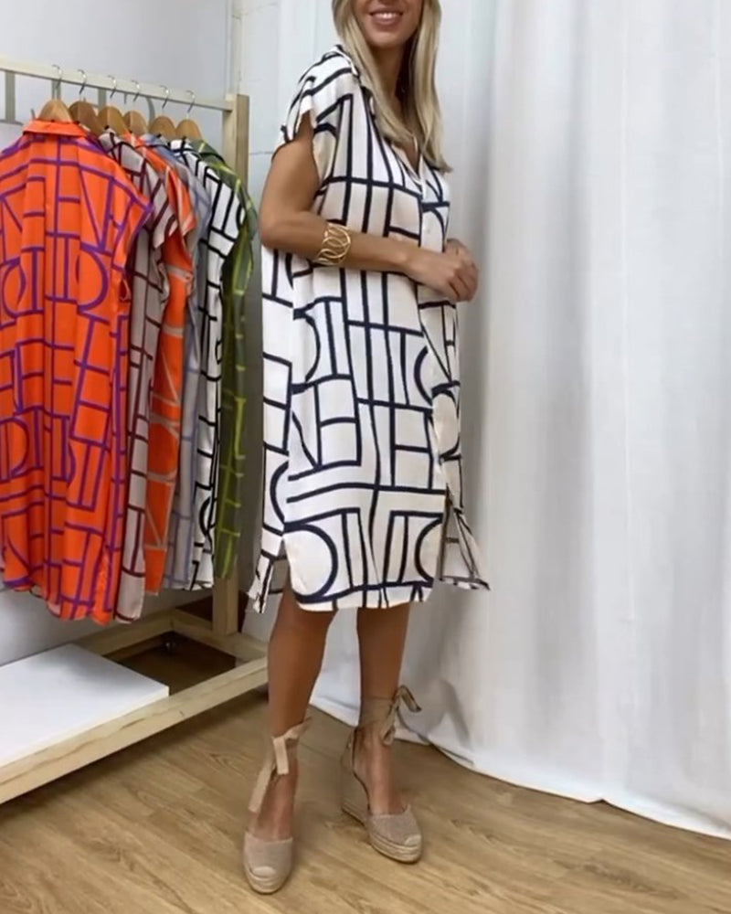 Fritidsklänning med tryck för kvinnor