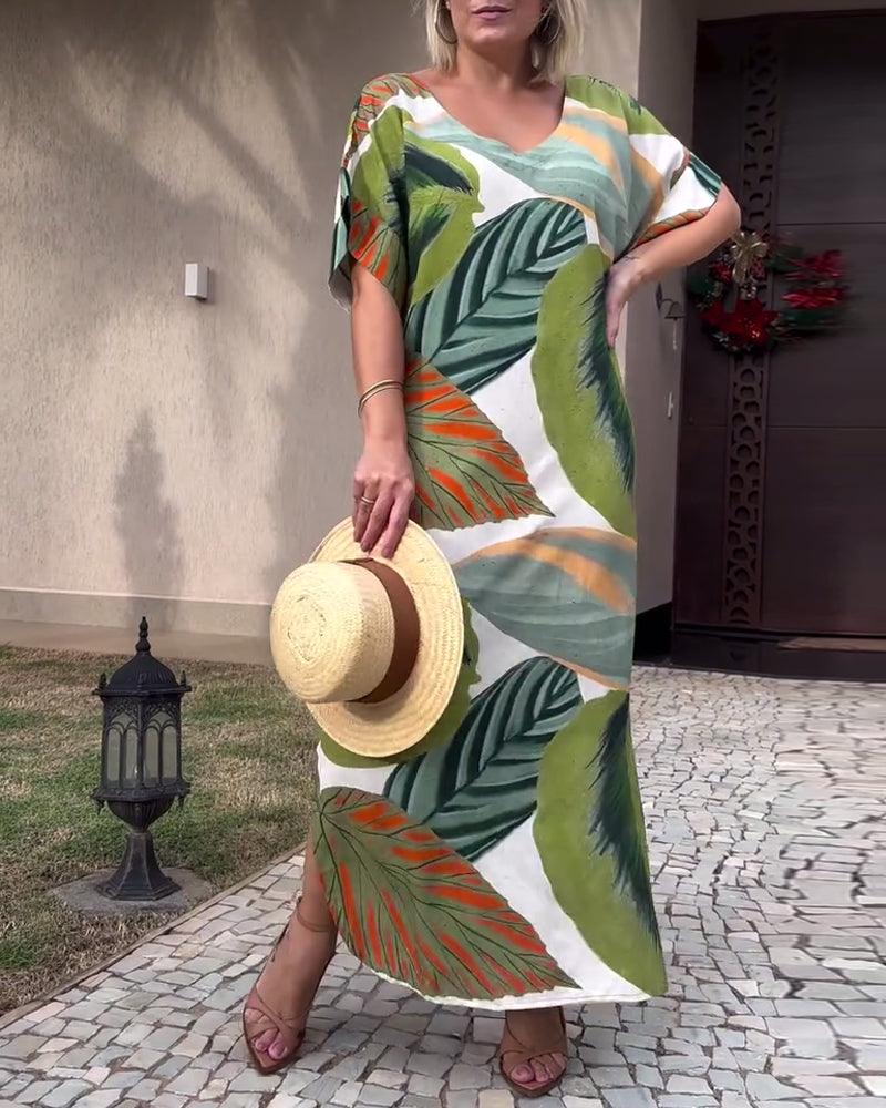 Kortärmad avslappnad klänning med slits