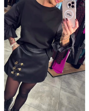 Enfärgad elegant pullover sweatshirt