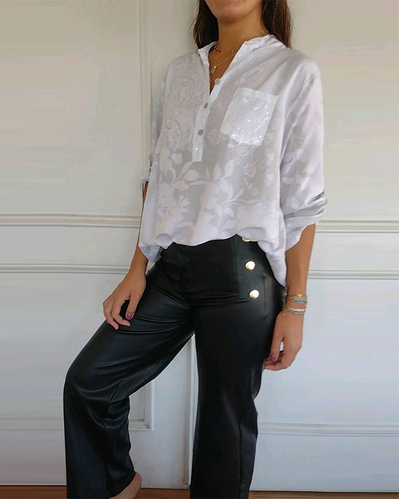 Knappficka enfärgad elegant topp