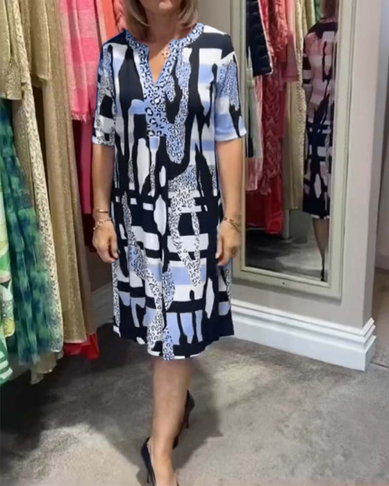 Leopardmönstrad midiklänning för kvinnor