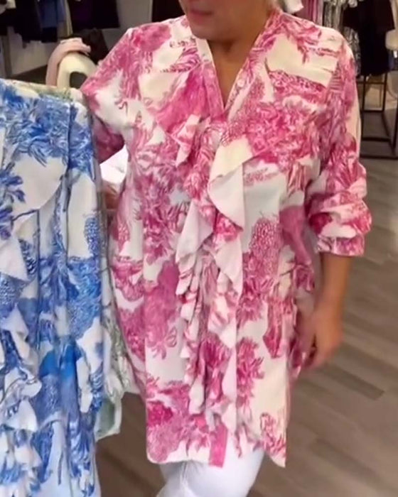 Milt tryckt volang blus