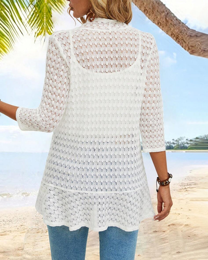 Elegant spetsrock med fast färg