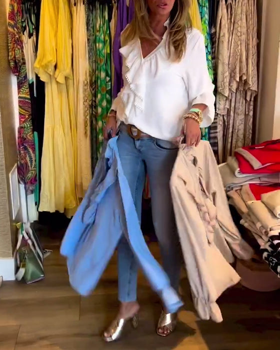 Damdesignerblusar med volang