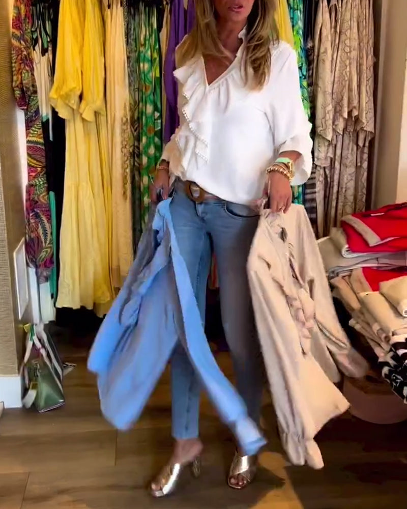 Damdesignerblusar med volang