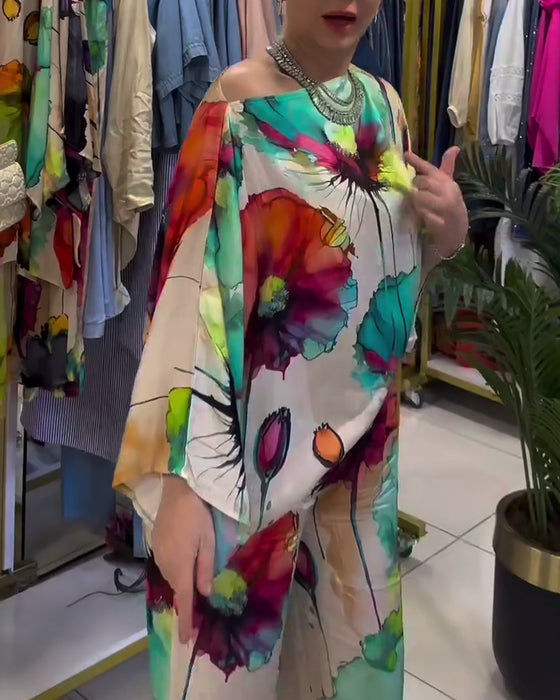 Lotustryckset med en axel och trekvartsärm