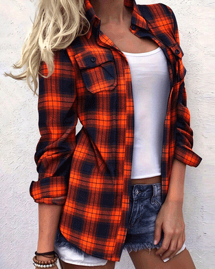 Blus Casual Skotskrutig Skjorta