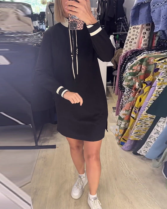 Casual långärmad klänning med dragsko