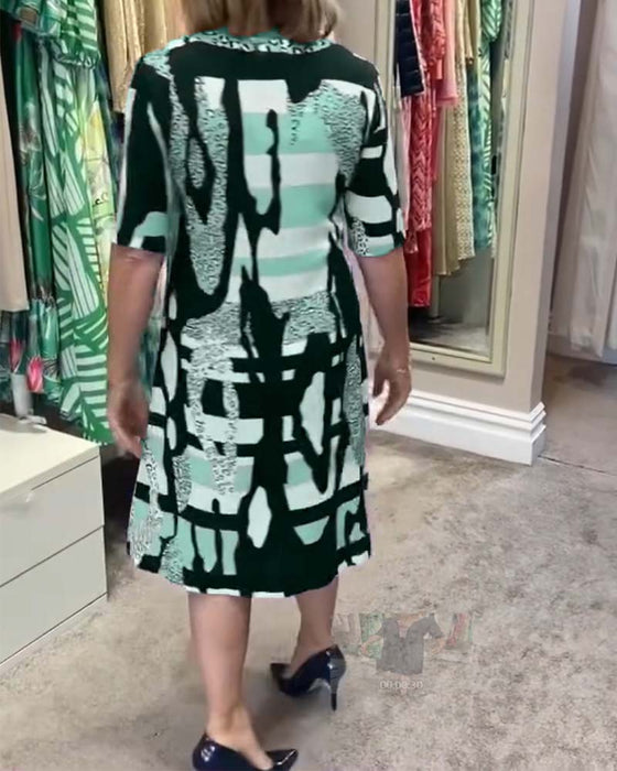 Leopardmönstrad midiklänning för kvinnor