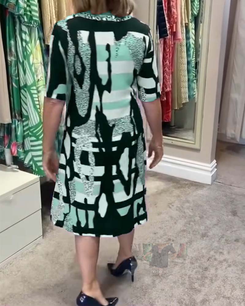 Leopardmönstrad midiklänning för kvinnor