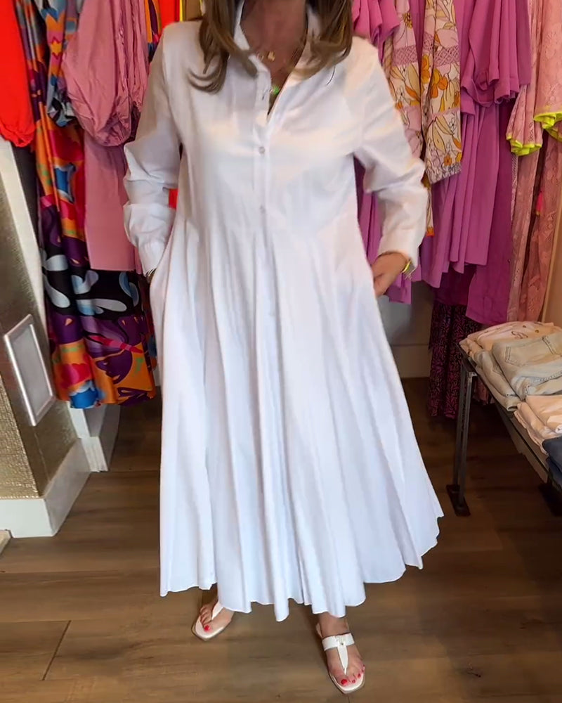 Enfärgad casual klänning i lapel