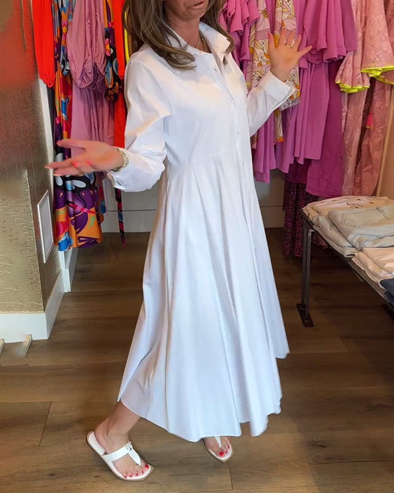 Enfärgad casual klänning i lapel