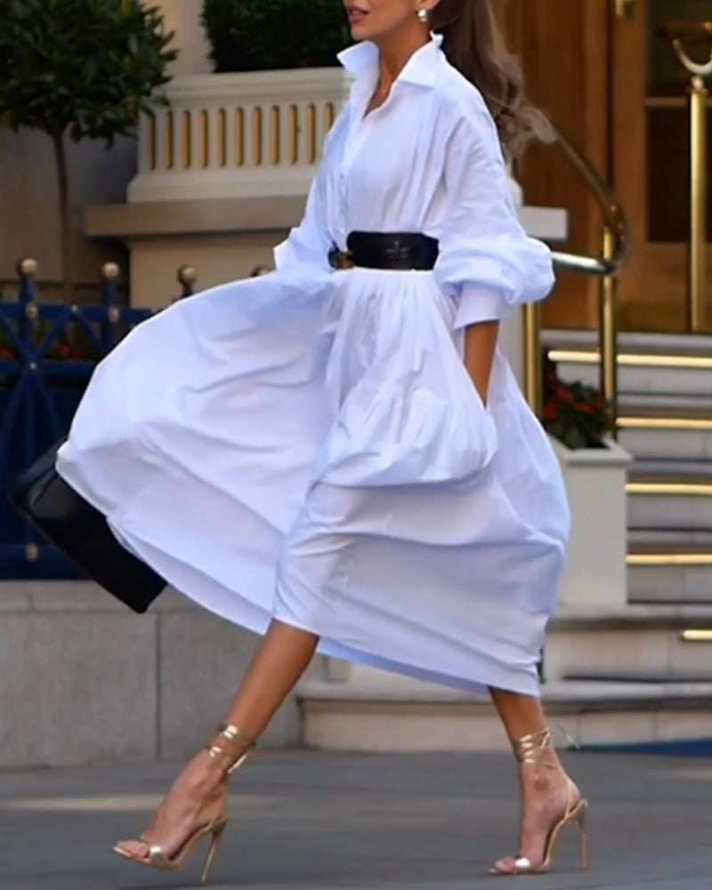 Enfärgad lös och hel casual klänning