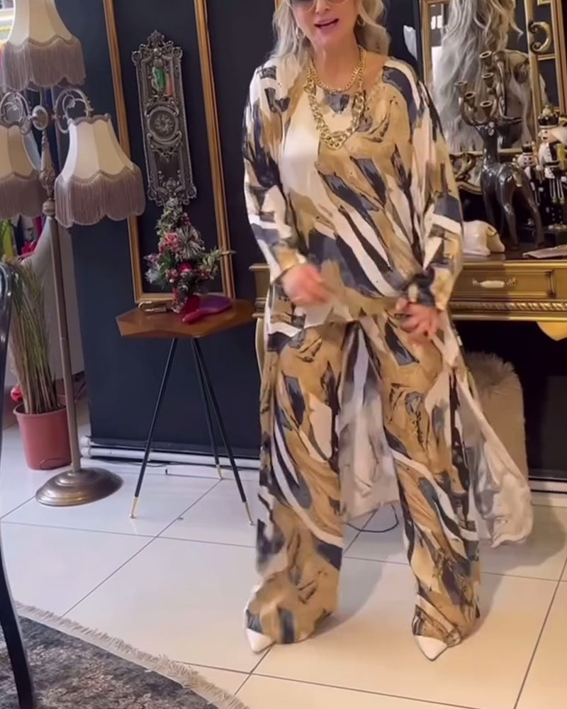 Elegant tvådelad set med oregelbundet tryck
