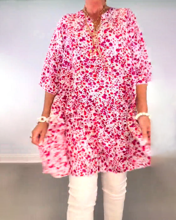 klänning med lös stil och blommor