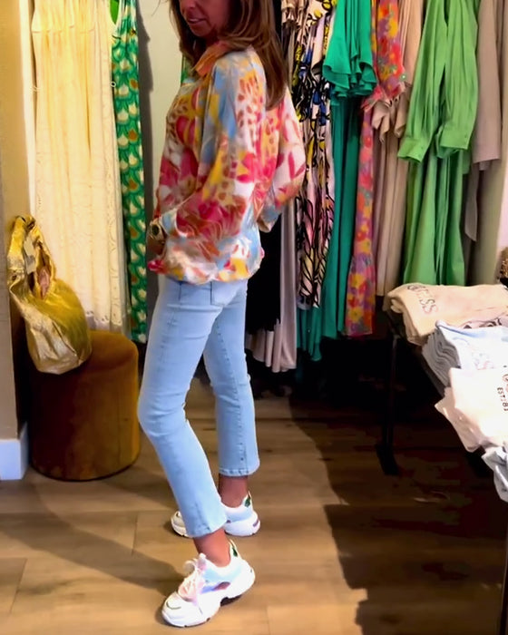 Lapeltryckt långärmad topp