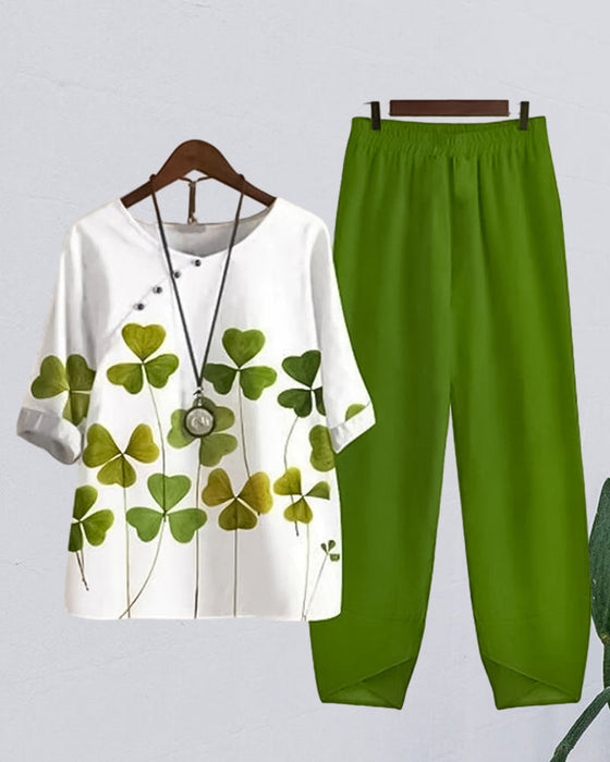 Casual tvådelad set med klövertryck