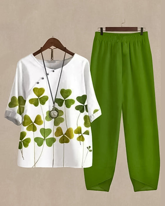 Casual tvådelad set med klövertryck