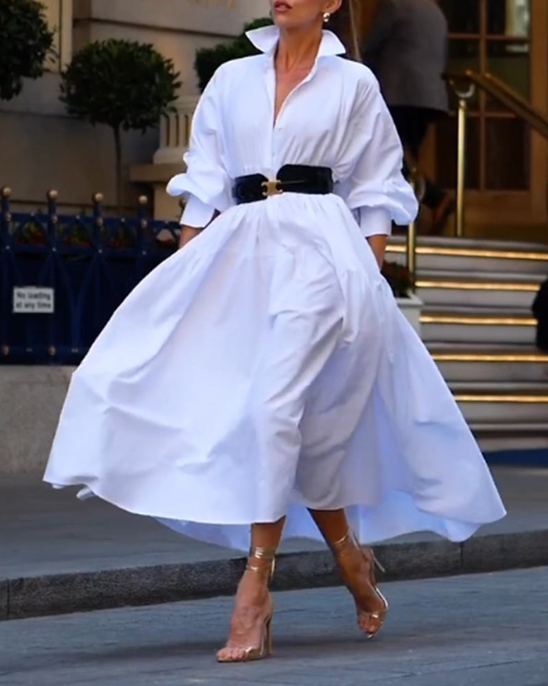 Enfärgad lös och hel casual klänning