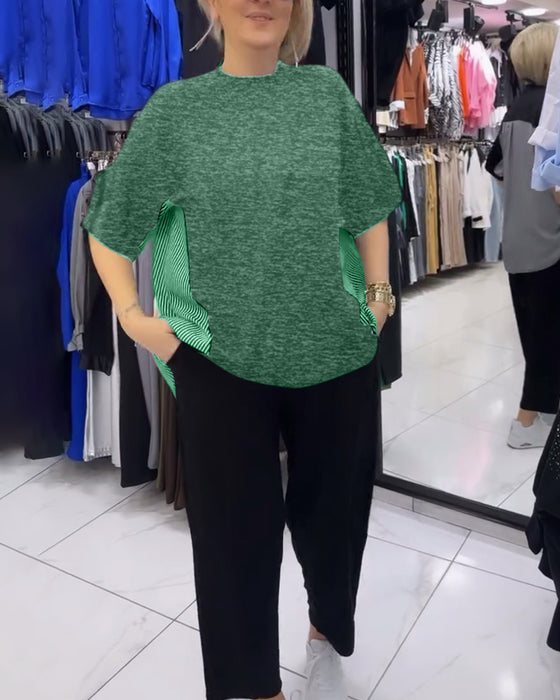 Casual blus med lapptäcke av kritstreck