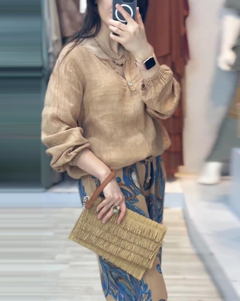 Långärmad casual tryckt set