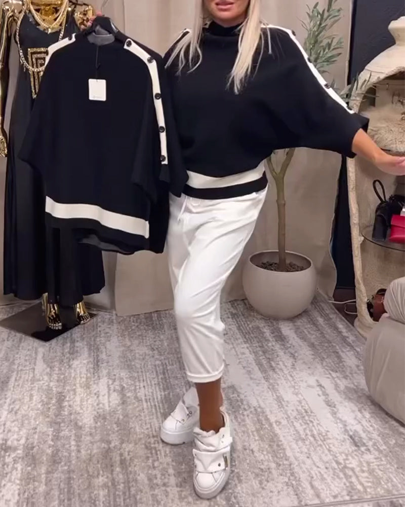 Colourblock tröja med knäppning