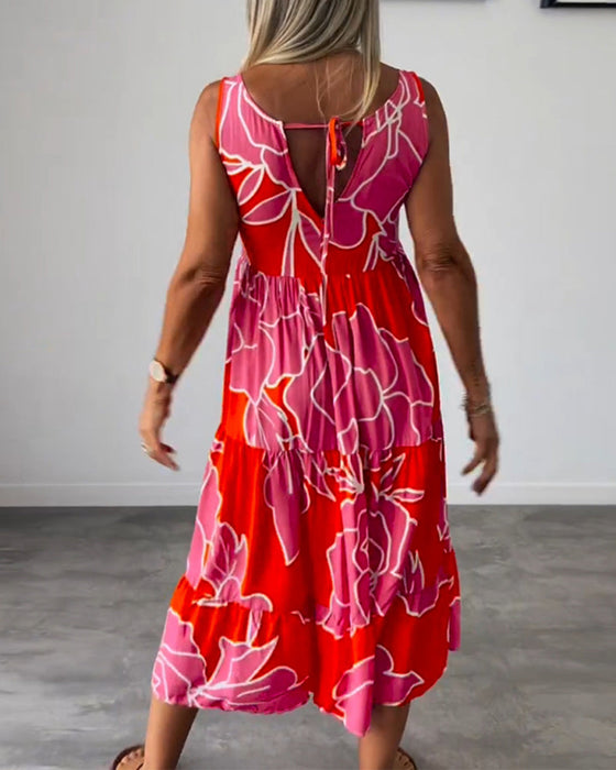 Klänning med patchworktryck för kvinnor