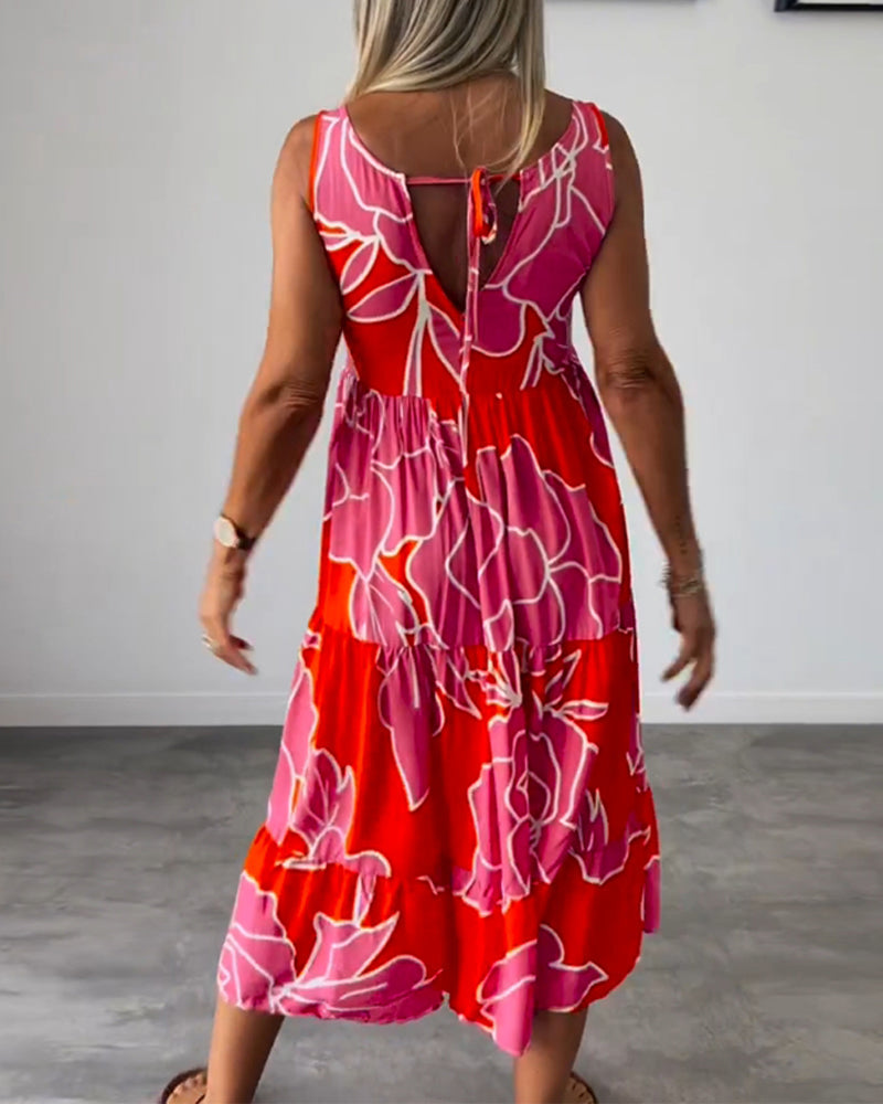 Klänning med patchworktryck för kvinnor