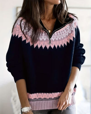 Pullover Dragkedja Casual Lång Ärm