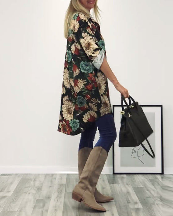 Lapelskjorta i leopardmönstrad patchwork