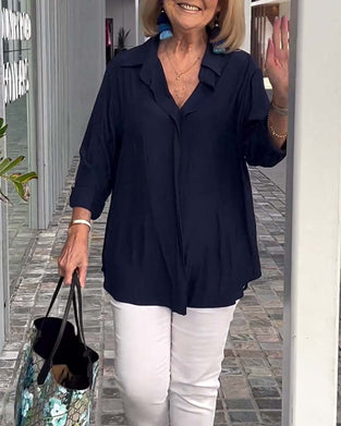 Lapel enfärgad lös blus