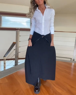 Fashionabla enfärgade kjol med dragkedja