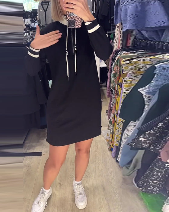 Casual långärmad klänning med dragsko