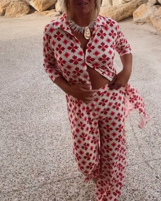 Fashionabla tryckta tvådelade set