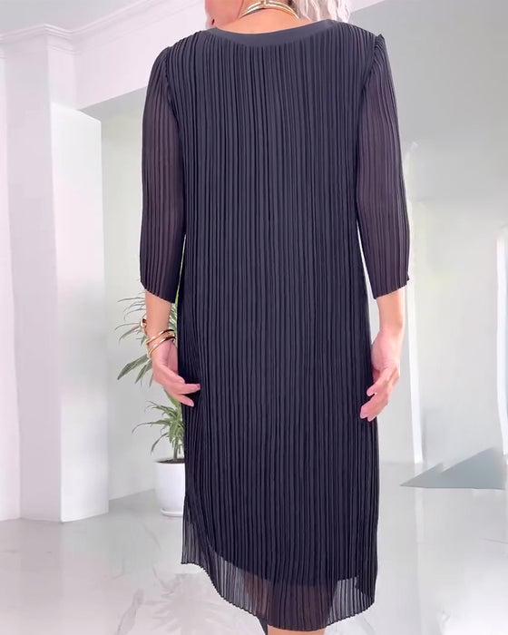 Enfärgad slits casual klänning