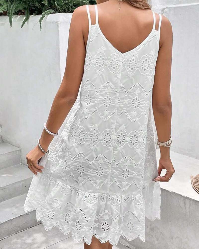 Dubbla remmar ihålig enfärgad hängselklänning