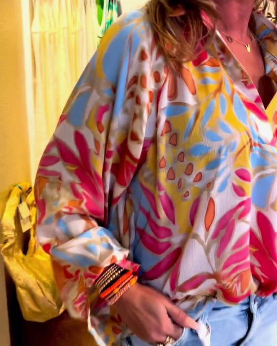 Lapeltryckt långärmad topp