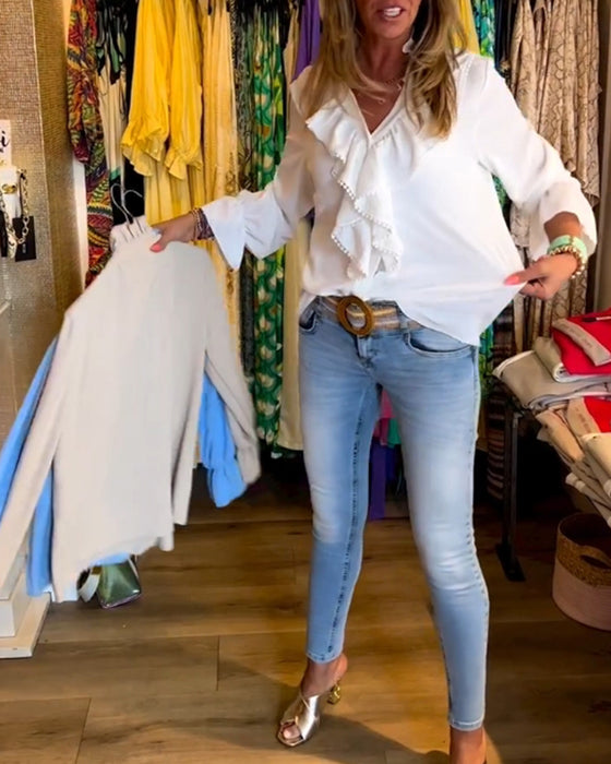 Damdesignerblusar med volang