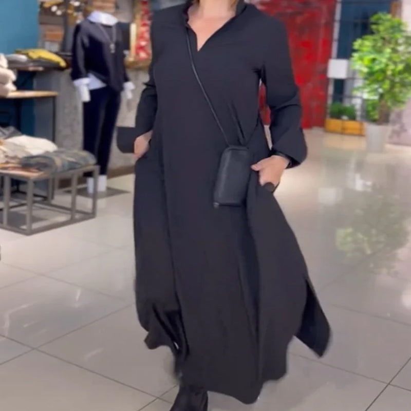 Lös lång klänning med slits på sidan