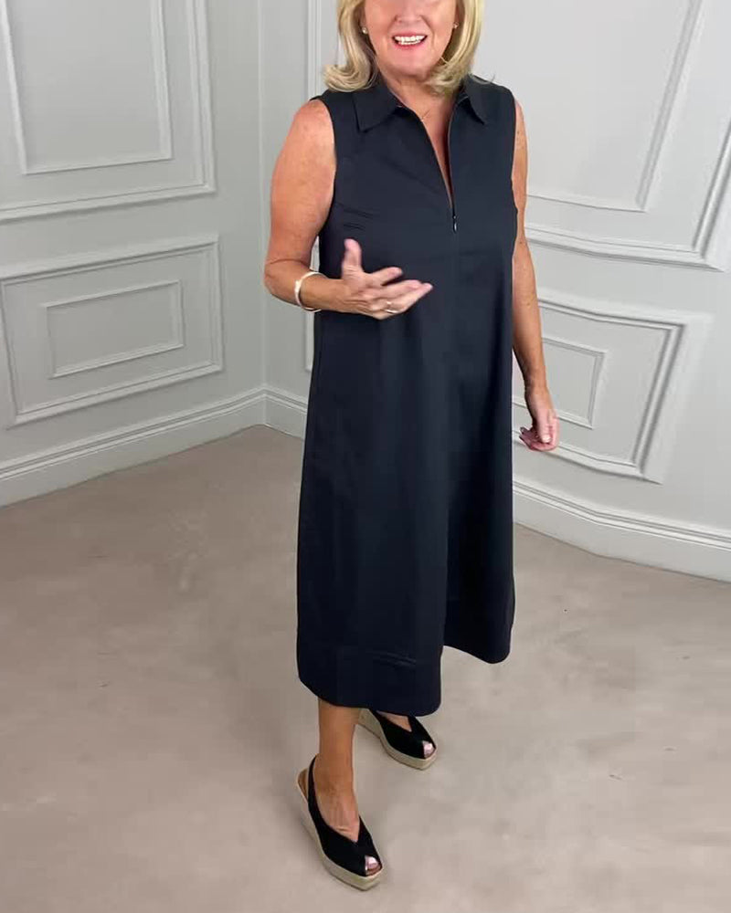 Enfärgad ärmlös vardagsklänning