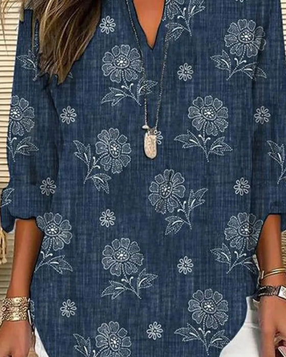 Casual blus med blommönster