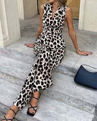 Hoppdräkt Leopard Tryck Ärmlös