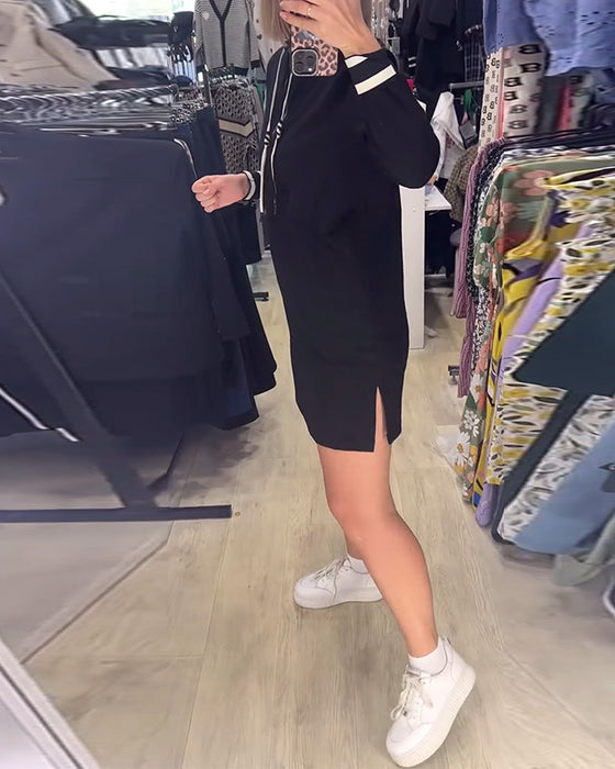 Casual långärmad klänning med dragsko