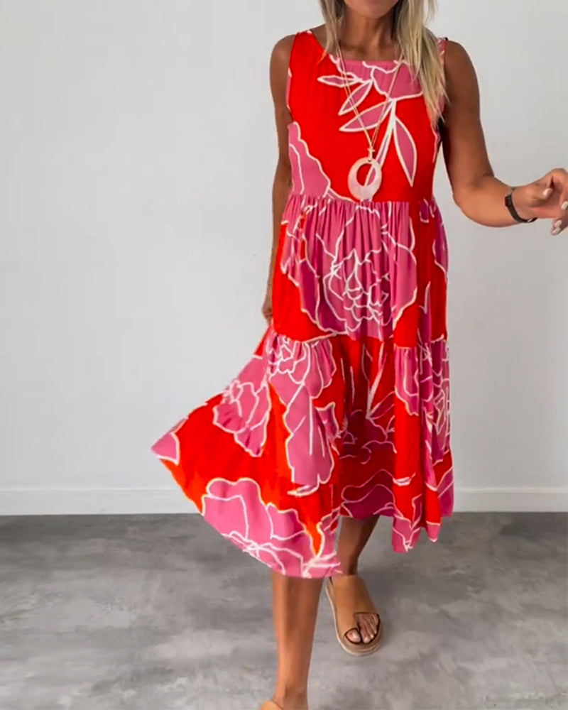 Klänning med patchworktryck för kvinnor