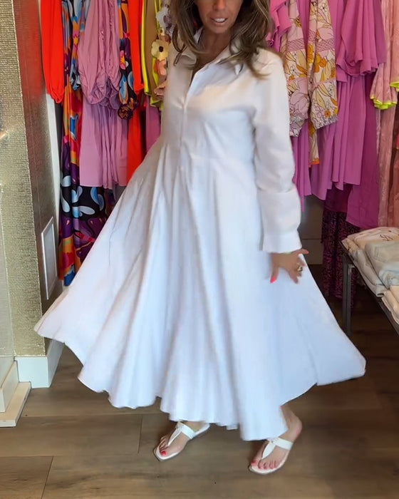 Enfärgad casual klänning i lapel